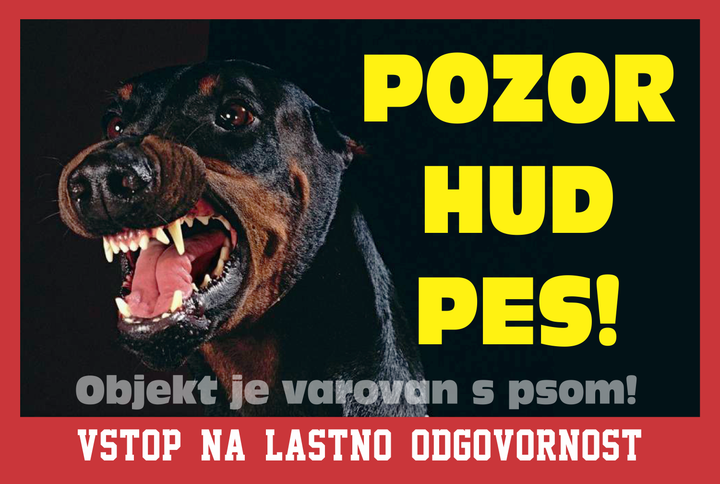 Doberman - Opozorilna tabla Pozor hud pes!