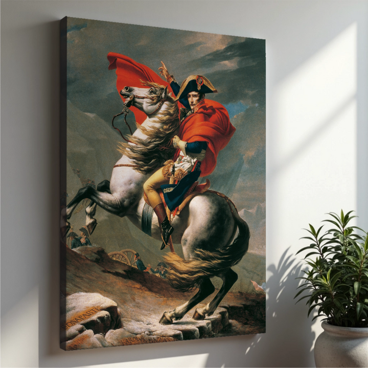 Jacques-Louis David - Napoleon prečka Alpe (tisk na platno)