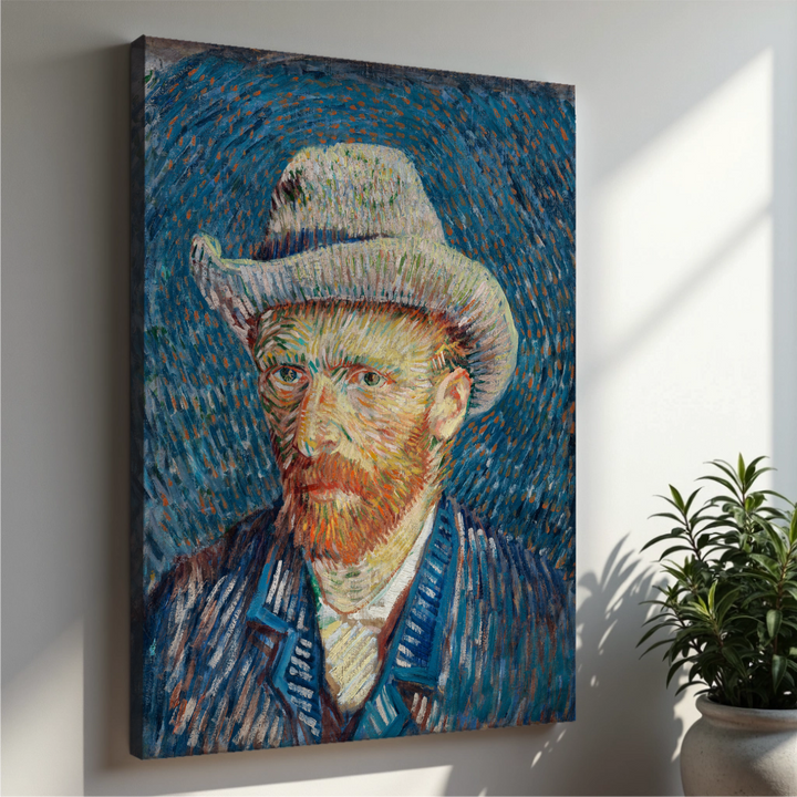 Vincent van Gogh - Avtoportret s klobukom iz sive klobučevine (tisk na platno)