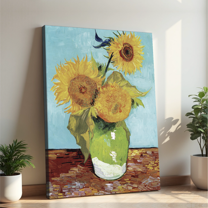 Vincent van Gogh - Vaza s tremi sončnicami (tisk na platno)