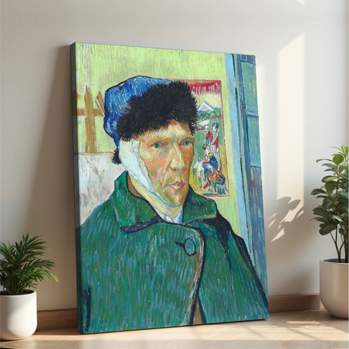 Vincent van Gogh - Avtoportret z obvezanim ušesom (tisk na platno)
