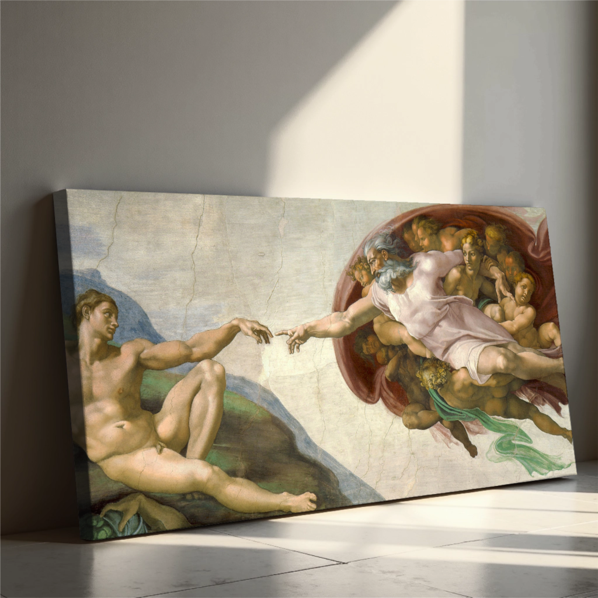 Michelangelo - Stvarjenje Adama (tisk na platno)