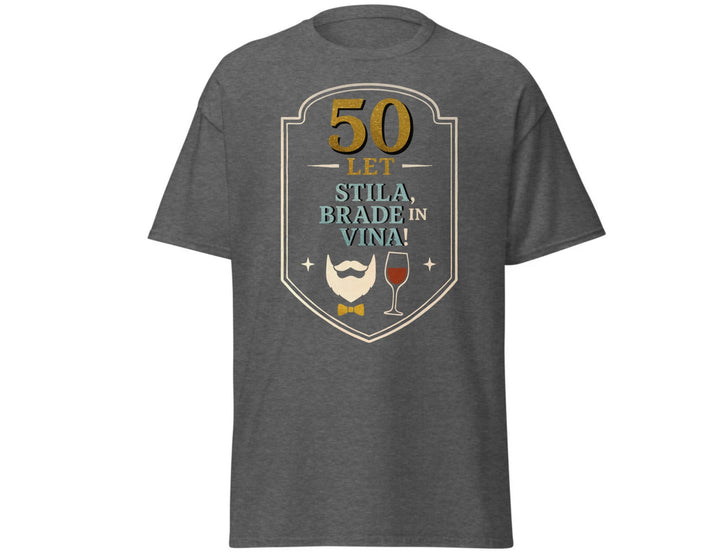 50 let stila, brade in vina – moška rojstnodnevna majica