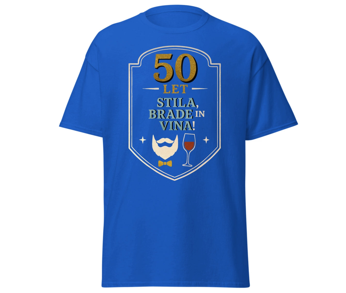 50 let stila, brade in vina – moška rojstnodnevna majica