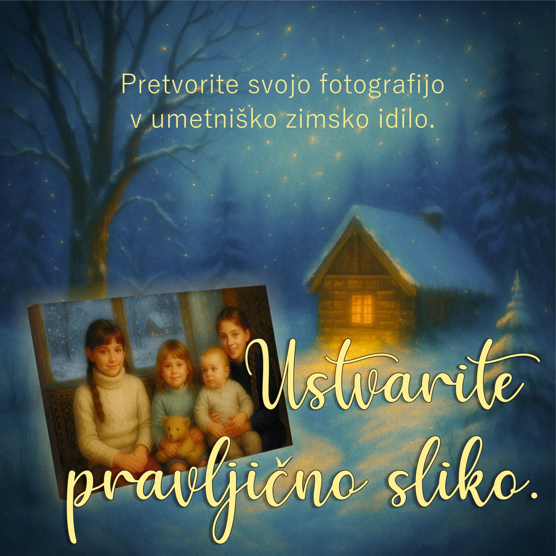 Spremenite družinsko fotografijo ali sliko s prijatelji, v čarobno umetniško delo – Tisk na platno