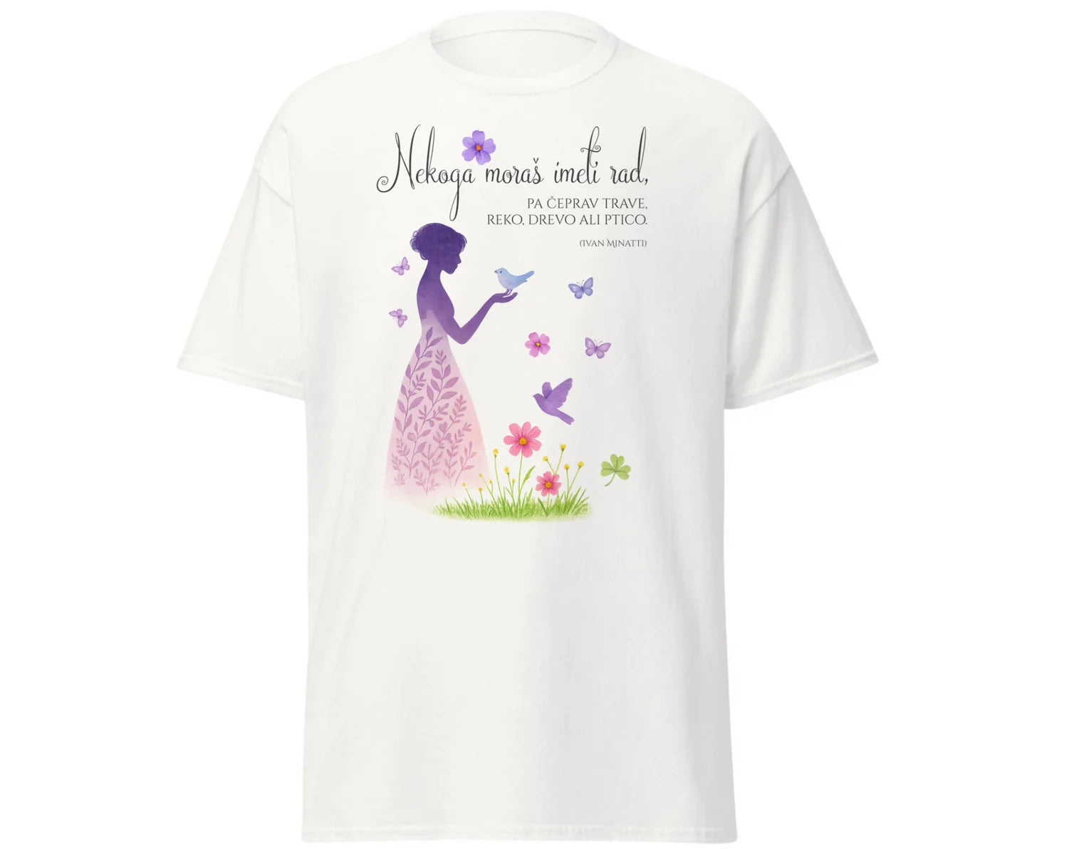 Nekoga moraš imeti rad – umetniška majica z verzom Ivana Minattija