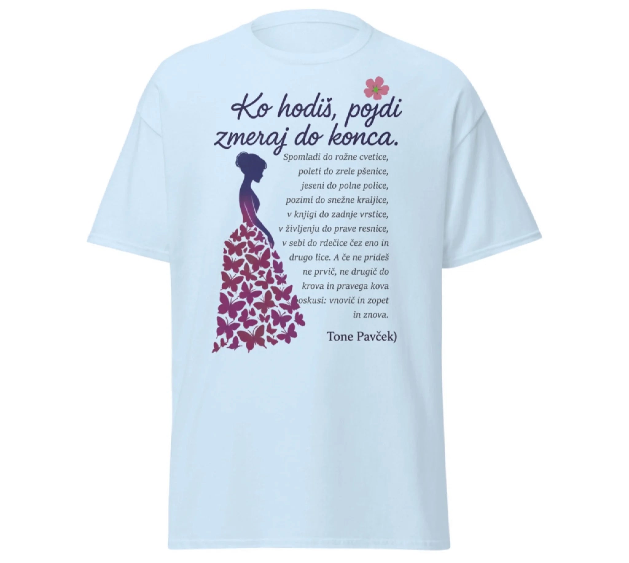 ko hodiš pojdi do konca - tone pavček - l-blue majica - unisex