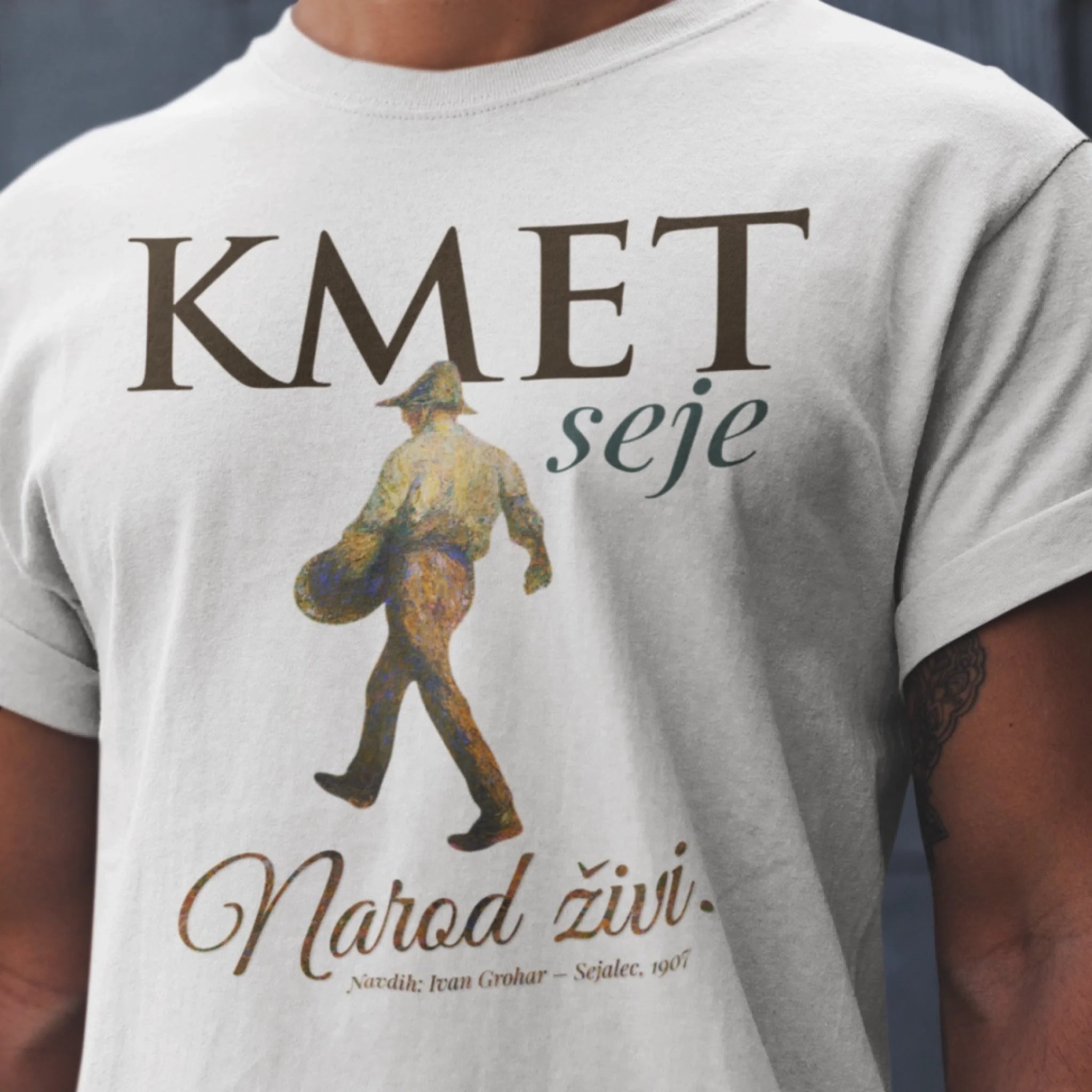 kmet seje - narod živi bela majica - Promovertum