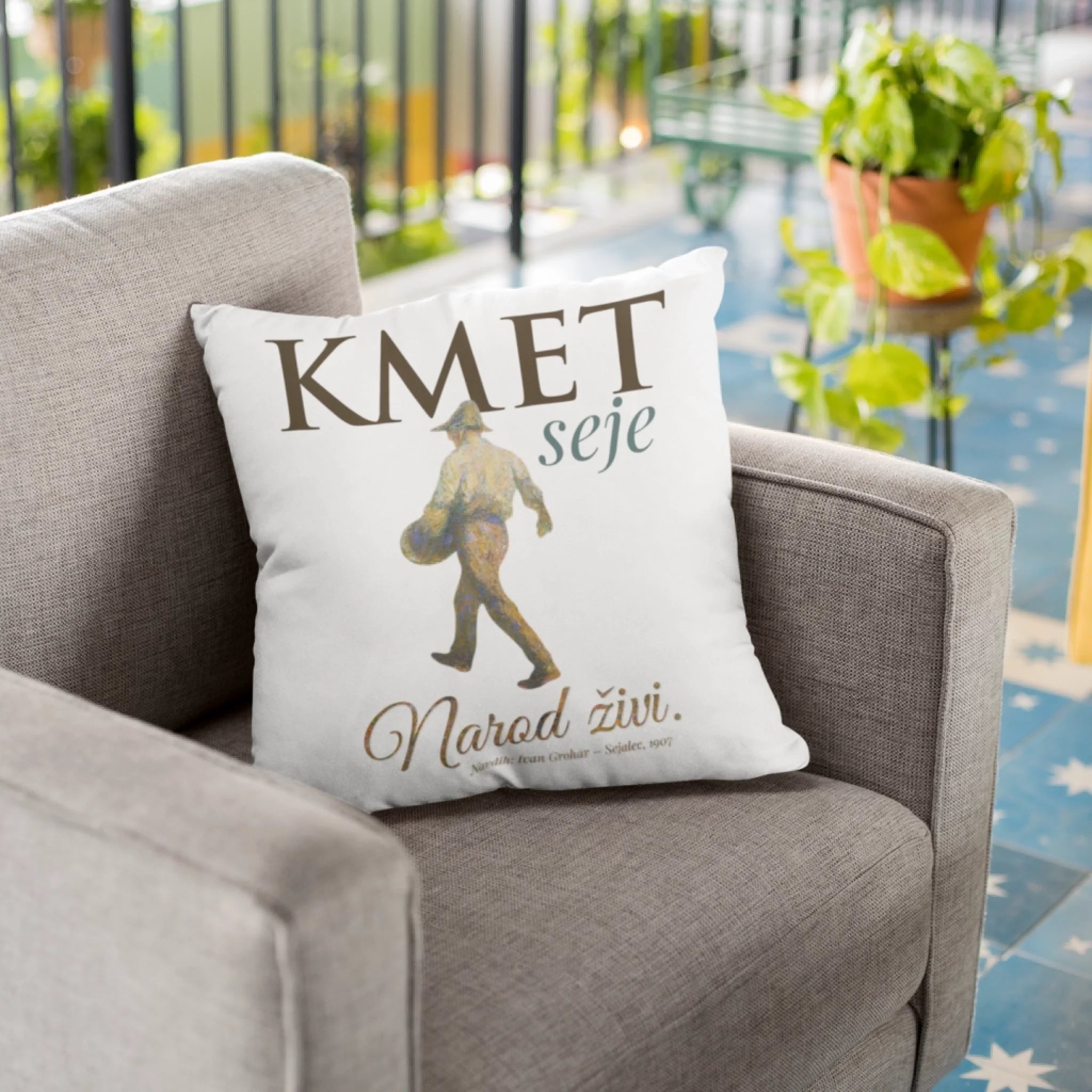 Kmet seje - narod živi - blazina - Promovertum