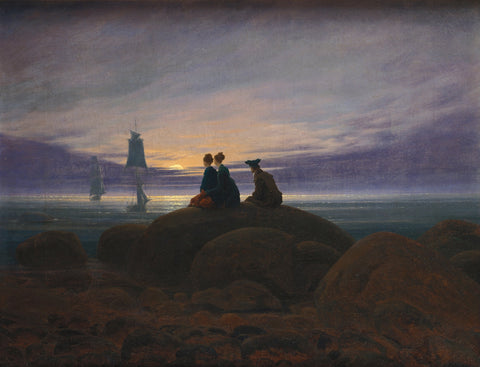 Caspar David Friedrich - Vzhod lune nad morjem (tisk na platno)