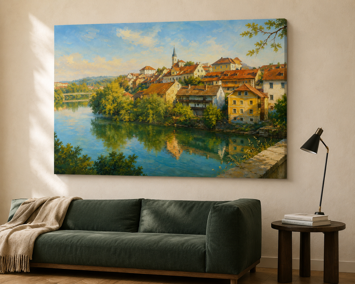 Novo mesto – Breg in reka Krka na platnu