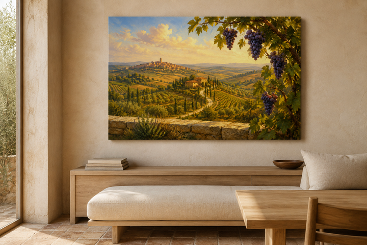 Toskana – vinogradi in ciprese na platnu