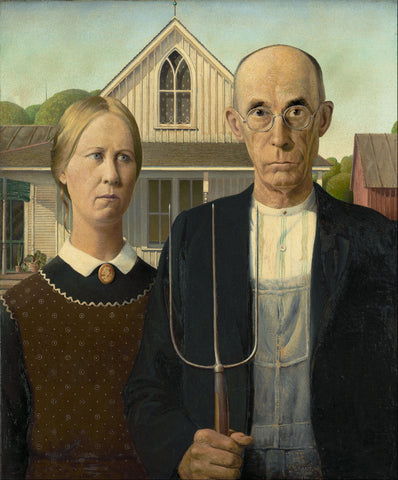 Grant Wood - Ameriška gotika (tisk na platno)