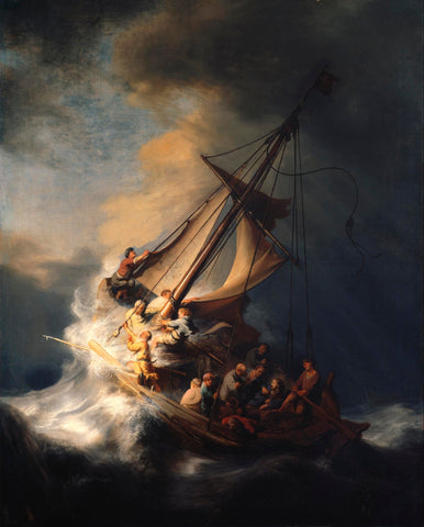 Rembrandt - Nevihta na Galilejskem jezeru (tisk na platno)