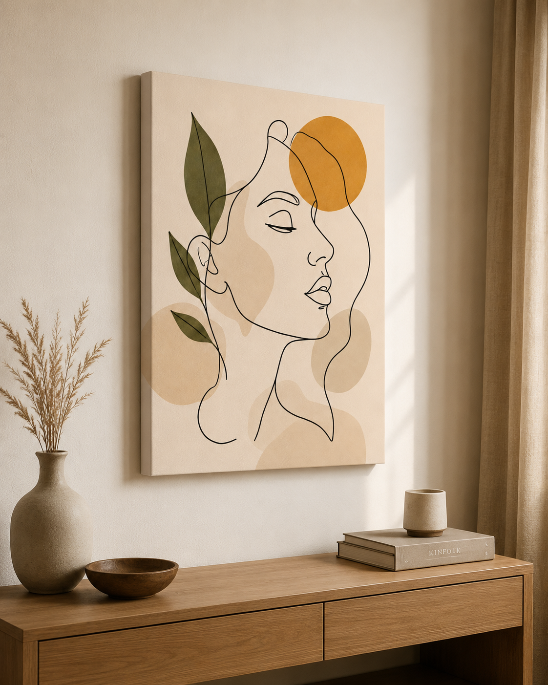 Nežna linija – minimalistični portret na platnu