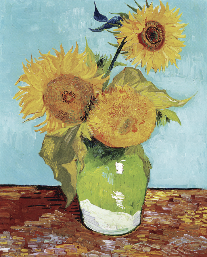 Vincent van Gogh - Vaza s tremi sončnicami (tisk na platno)