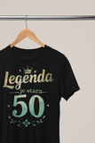 Črna majica Legenda je stara 50