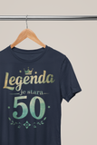 Temno modra majica Legenda je stara 50