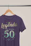 Vijolična majica Legenda je stara 50