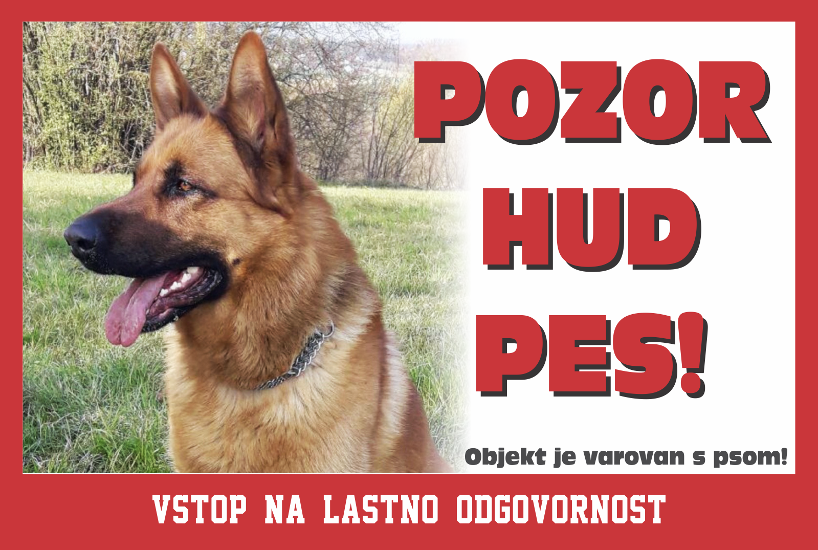 Doberman - pozorilna tabla Pozor hud pes!